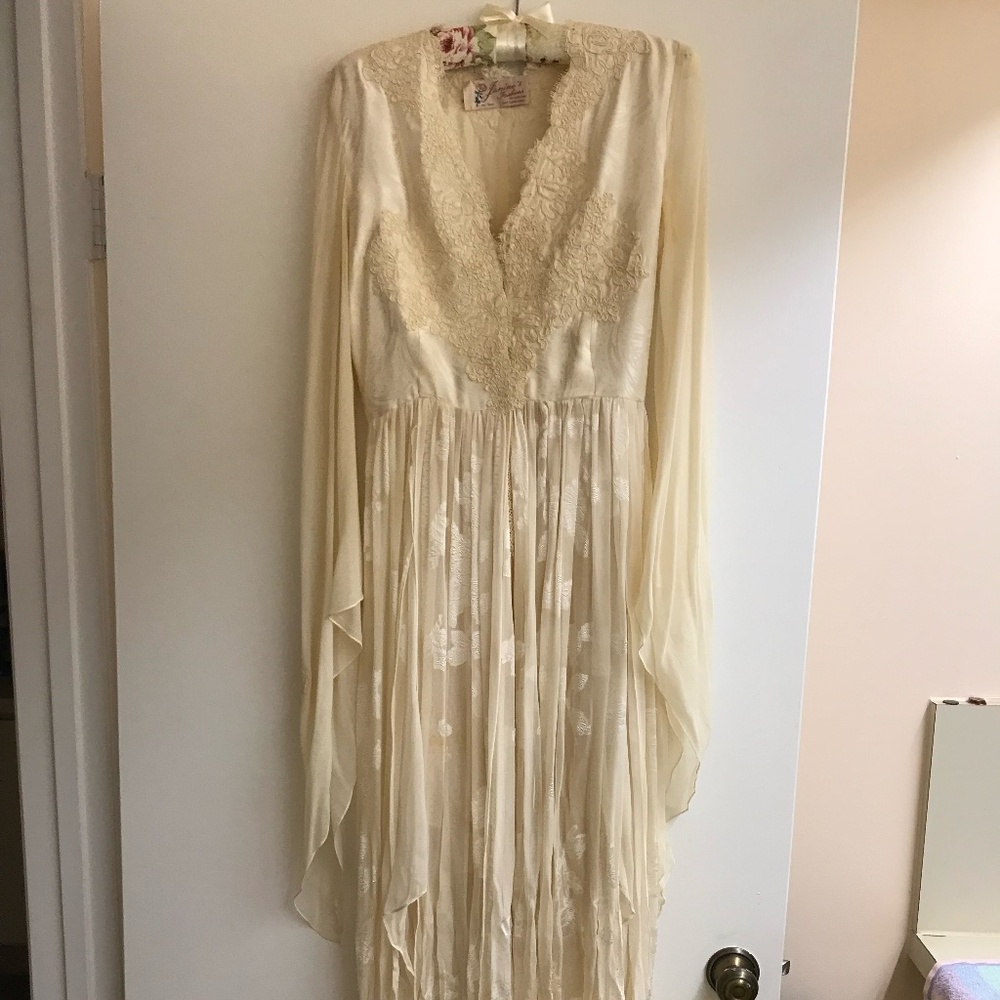 1980s Vintage Cream Stevie Nicks Style Maxi dress